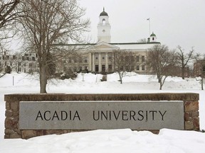 Acadia University is seen in Wolfville, N.S. on Friday, Feb. 13, 2015.