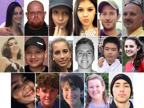 The victims of the Marjory Stoneman Douglas High School. (Top row left to right) Meadow Pollack, Aaron Feis, Alaina Petty, Scott Beigel, Jaime Guttenberg and Chris Hixon.(Middle row L to R) Carmen Schentrup, Martin Duque, Gina Montalto, Nicholas Dworet, Peter Wang and Alyssa Alhadeff. (Bottom row L to R) Helena Ramsay, Luke Hoyer, Alex Schachter, Cara Loughran and Joaquin Oliver.