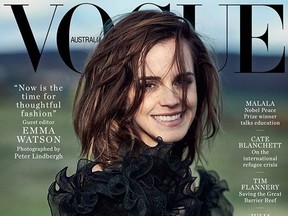 Actress Emma Watson appears on the cover Vogue Australia.