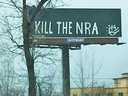 A billboard along Interstate 65 in Louisville, Ky. is tagged with 'Kill The NRA' in a post shared by the group on Feb. 19, 2018.