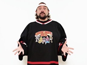 Kevin Smith poses for a photo backstage at the Comic Book Men Panel during the 2017 New York Comic Con at Hammerstein Ballroom on October 5, 2017 in New York City.