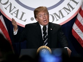 President Donald Trump speaks at the Republican National Committee winter meeting  at the Trump International Hotel on February 1, 2018 in Washington, DC.