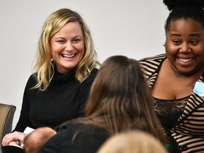 Amy Poehler and Shanita Thomas attend the One Fair Wage Event at the Rockefeller Foundation on February 20, 2018 in New York City.
