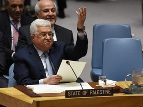 Palestinian leader Mahmud Abbas speaks at the United Nations Security Council on February 20, 2018 in New York.
