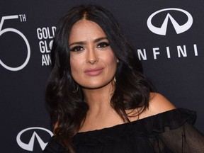 This file photo taken on November 15, 2017 shows actress Salma Hayek attending the Hollywood Foreign Press Association (HFPA) and InStyle celebration of the 75th Annual Golden Globe Awards season at Catch LA in  West Hollywood.