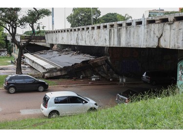A highway is seen after collapsed in the central area of Brasilia 
 on Feb. 6, 2018. (SERGIO LIMA/AFP/Getty Images)