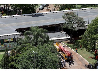 A highway is seen after collapsed in the central area of Brasilia on January 6, 2018.