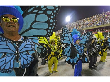 Revellers of the Imperatriz Leopoldinense samba school perform during the second night of Rio's Carnival at the Sambadrome in Rio de Janeiro, Brazil, on February 13, 2018.