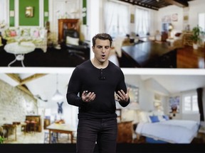 Airbnb co-founder and CEO Brian Chesky speaks during an event Thursday, Feb. 22, 2018, in San Francisco. Airbnb is dispatching inspectors to rate a new category of properties listed on its home-rental service in an effort to reassure travelers they're booking nice places to stay. The Plus program, unveiled Thursday, initially will only cover about 2,000 homes in 13 cities. That's a small fraction of the roughly 4.5 million rentals listed on Airbnb in 81,000 of cities throughout the world.