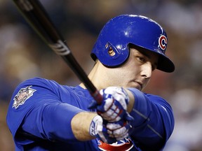 In this Aug .13, 2017, file photo, Chicago Cubs' Anthony Rizzo waits to bat against the Arizona Diamondbacks in Phoenix. (AP Photo/Ross D. Franklin, File)