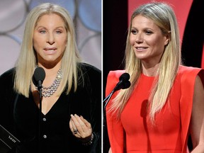 Barbra Streisand (left) and Gwyneth Paltrow are seen in this combination shot.  (Paul Drinkwater/NBCUniversal via Getty Images/ Frazer Harrison/Getty Images)
