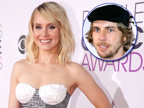 Kristen Bell needed some help from to breastfeed her husband Dax Shepard (inset) after her pregnancy to relieve her mastitis.  (Christopher Polk/Getty Images for People's Choice Awards/Donna Ward/Getty Images)