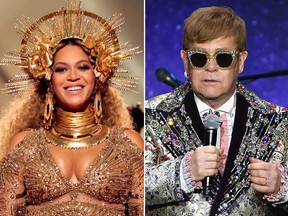 Beyonce and Elton John. (Getty Images photos)