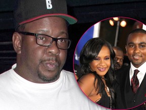 Bobby Brown (L) wants Nick Gordon (seen with Bobbi Kristina Brown, inset) wants him thrown in jail and raped over his daughter's death. (RadarOnline.com Photos)