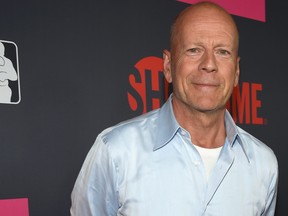 Bruce Willis arrives on T-Mobile's magenta carpet duirng the Showtime, WME IME and Mayweather Promotions VIP Pre-Fight Party for Mayweather vs. McGregor at T-Mobile Arena on August 26, 2017 in Las Vegas, Nevada.  (David Becker/Getty Images for Showtime)