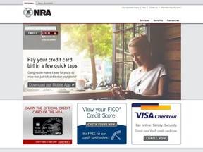 A screenshot of the First National Bank of Omaha website offering an NRA credit card.