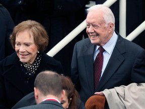 In a Friday, Jan. 20, 2017 file photo, former U.S. President Jimmy Carter and Rosalynn Carter arrive during the 58th Presidential Inauguration at the U.S. Capitol in Washington.  (AP Photo/Andrew Harnik, File)