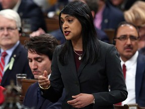 Government House Leader Bardish Chagger responds to a question during Question Period in the House of Commons, Monday, February 5, 2018 in Ottawa. THE CANADIAN PRESS/Fred Chartrand