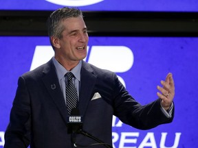 Indianapolis Colts head coach Frank Reich takes questions after he was introduced at the team's new had football coach during a press conference in Indianapolis, Tuesday, Feb. 13, 2018.