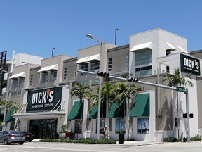 This photo taken Tuesday, Aug. 29, 2017, shows a Dick's Sporting Goods store in Miami. (AP Photo/Alan Diaz)