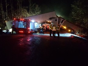 Search and rescue crews respond to a multi-vehicle crash on B.C.'s Coquihalla Highway on Feb. 25, 2018.