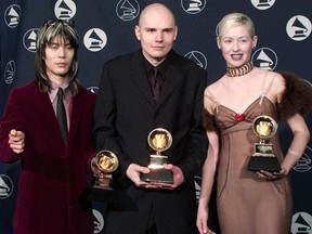 The Smashing Pumpkins show their Grammy Award 26 February in New York. The Smashing Pumkins won for best Hard Rock Performance.