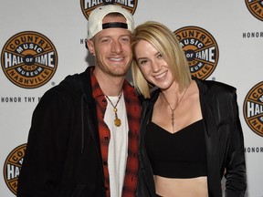 Singer-songwriter Tyler Hubbard and Hayley Stommel attend The Country Music Hall of Fame and Museum debut to New American Currents Exhibition on March 14, 2017 in Nashville, Tennessee.