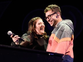 Lorde (L) and Jack Antonoff perform onstage during the 2017 iHeartRadio Music Festival at T-Mobile Arena on September 23, 2017 in Las Vegas, Nevada.