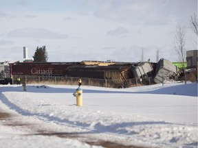 Train cars derailed in Edmonton at 101 Street and Ellerslie Road on Feb. 16, 2018. Megan Albu/Supplied