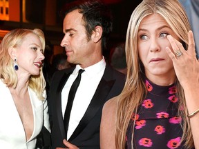 (L to R) Naomi Watts, Justin Theroux and Jennifer Aniston are seen in a combination shot. (RadarOnline.com photos)