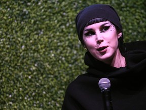 Tattoo artist Kat Von D speaks on stage at Circle V Festival on November 18, 2017 in Los Angeles, California.  (Tommaso Boddi/Getty Images for Kat Von D Beauty)