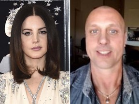 Michael Shawn Hunt, 43, is in jail for allegedly threatening to kidnap pop singer Lana Del Rey  before a concert. (Evan Agostini/Invision/AP, File and Orlando Police photos)