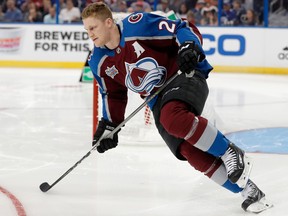 Nathan MacKinnon of the Colorado Avalanche competes in  All-Star Skills Competition at Amalie Arena on January 27, 2018 in Tampa. (Mike Carlson/Getty Images)