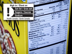 This Jan. 24, 2014 file photo shows the nutrition facts label on the side of a cereal box.