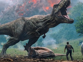This image released by Universal Pictures shows a scene from the upcoming "Jurassic World: Fallen Kingdom," in theaters on June 22. Universal Pictures has announced plans for a third installment in the rebooted dinosaur franchise. “Jurassic World 3” will land in June 2021. (Universal Pictures via AP)