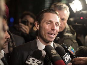 Ontario PC Leadership candidate Patrick Brown leaves the Ontario PC Party Head Offices in Toronto on Tuesday, February 20, 2018.