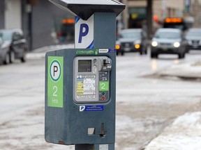 In this file photo, a parking meter is seen in the SHED district in Winnipeg, Man. Monday January 19, 2015.