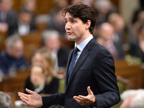 Prime Minister Justin Trudeau rises during Question Period in the House of Commons on Parliament Hill in Ottawa on Tuesday, Feb. 6, 2018.