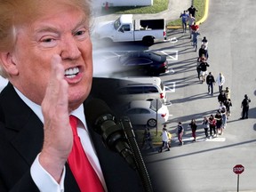 Students are evacuated by police from Marjorie Stoneman Douglas High School in Parkland, Fla., on Wednesday, Feb. 14, 2018 alongside US President Donald Trump speaking during the 2018 White House business session with state governors in the State dining Room of the White House on February 26, 2018 in Washington, DC.