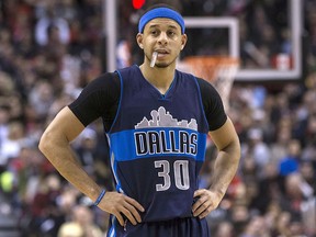 Dallas Mavericks guard Seth Curry (30) reacts during his team's loss to the Toronto Raptors in Toronto on Monday, March 13, 2017. (THE CANADIAN PRESS/Chris Young)