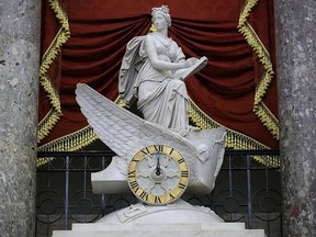 The clock in the National Statuary Hall shows midnight at the U.S. Capitol Feb. 9, 2018 in Washington, D.C.  (Chip Somodevilla/Getty Images)