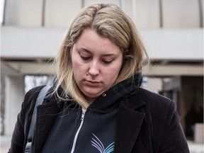 Former teacher Jessica Beraldin, who now uses her maiden name, Fiore, leaves the Ottawa courthouse on Friday April 1, 2016.