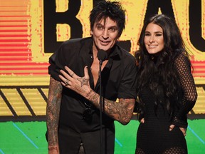 Tommy Lee and Brittany Furlan onstage during the 2017 Streamy Awards at The Beverly Hilton Hotel on September 26, 2017 in Beverly Hills, California.  (Kevin Winter/Getty Images for dick clark productions)