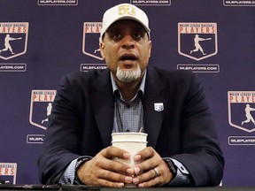 In this Feb. 19, 2017, file photo, Tony Clark, executive director of the Major League Players Association, answers questions at a news conference in Phoenix. (AP Photo/Morry Gash, File)