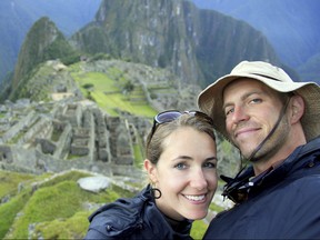 This undated image provided by Mike and Anne Howard shows the couple on a trek to Machu Picchu in Peru. (Mike and Anne Howard via AP)