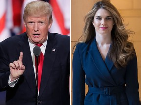 U.S. President Donald Trump and White House Communications Director Hope Hicks Hope Hicks are seen in a combination shot. (AP Photos/J. Scott Applewhite)