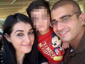 Omar Mateen, right, with his wife, Noor Zahi Salman, and their son. (Facebook)