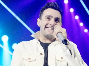 Jacob Hoggard, singer of pop-rock band Hedley sings at Revolution Place as part of the Cageless Tour on Friday, Feb. 9 2018 in Grande Prairie.