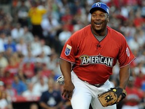 Former MLB Player Bo Jackson during the MLB All Star Game Celebrity Softball Game at Angels Stadium of Anaheim on July 11, 2010 in Anaheim, California.