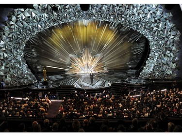 Host Jimmy Kimmel speaks at the Oscars on Sunday, March 4, 2018, at the Dolby Theatre in Los Angeles.